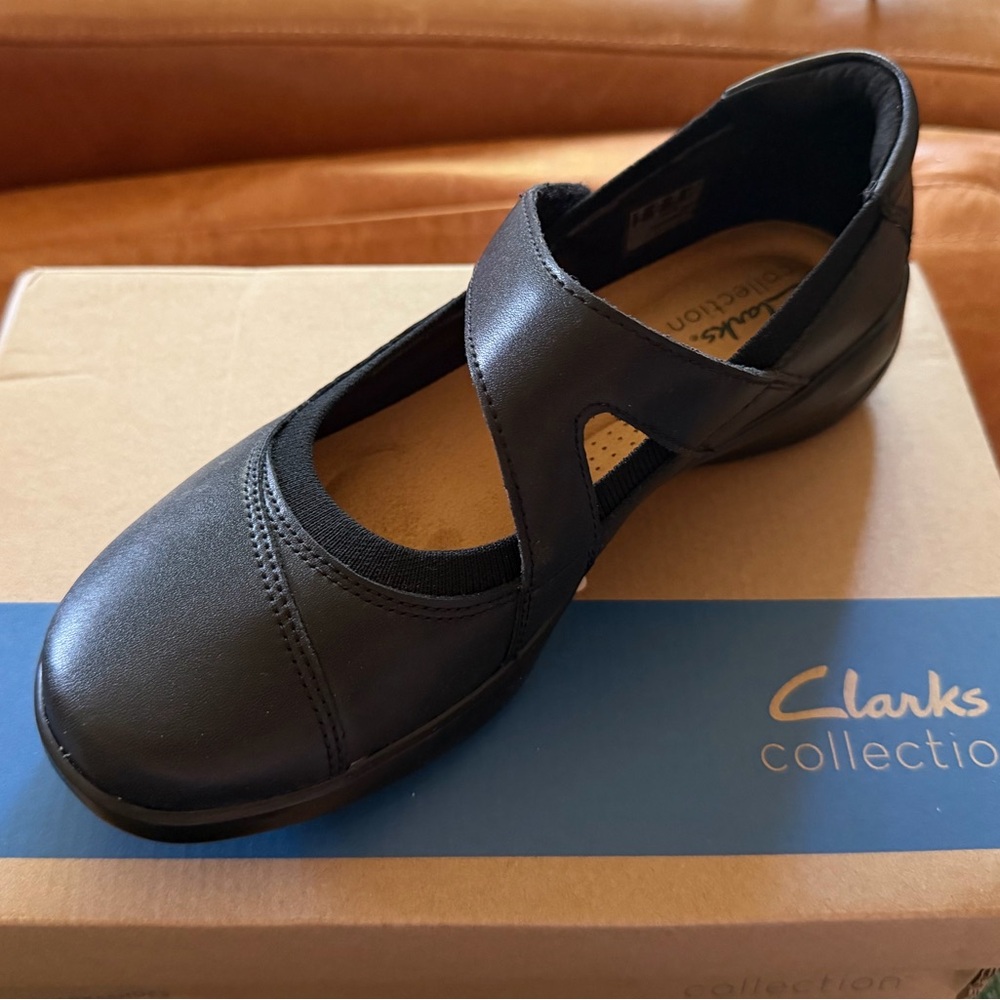 Clarks Black Leather Mary Jane Maryjane with Strap